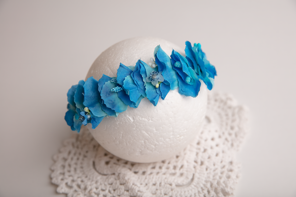 Blue floral princess ~ headband